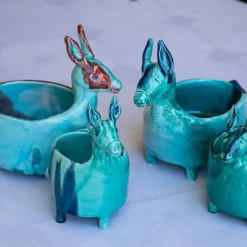 Figurina Asino con Ali in Ceramica Azzurro Chiaro