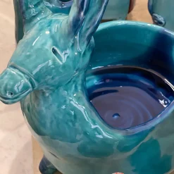 Figurina Asino con Ali in Ceramica Azzurro Chiaro