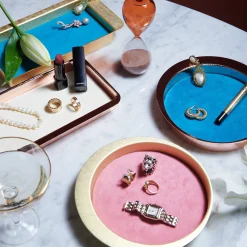 Firenze Vassoio rettangolare a tasca vuota in rame e bianco crema