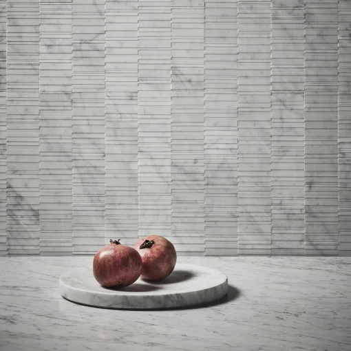 Fruttiera Ellipse in marmo di Carrara