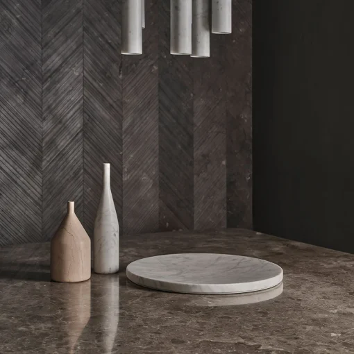 Fruttiera Ellipse in marmo di Carrara