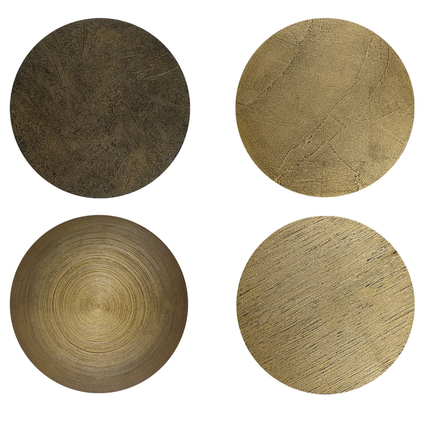 Fungo Tavolino Tondo Piccolo Con Top In Foglia Oro Su Resina Spatolata