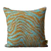 Gazon Cuscino in mohair turchese e senape a strisce zebrate