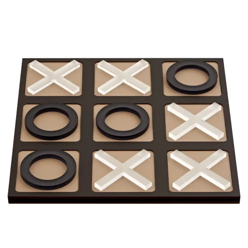 Gioco Tic Tac Toe in pelle cioccolato e cappuccino