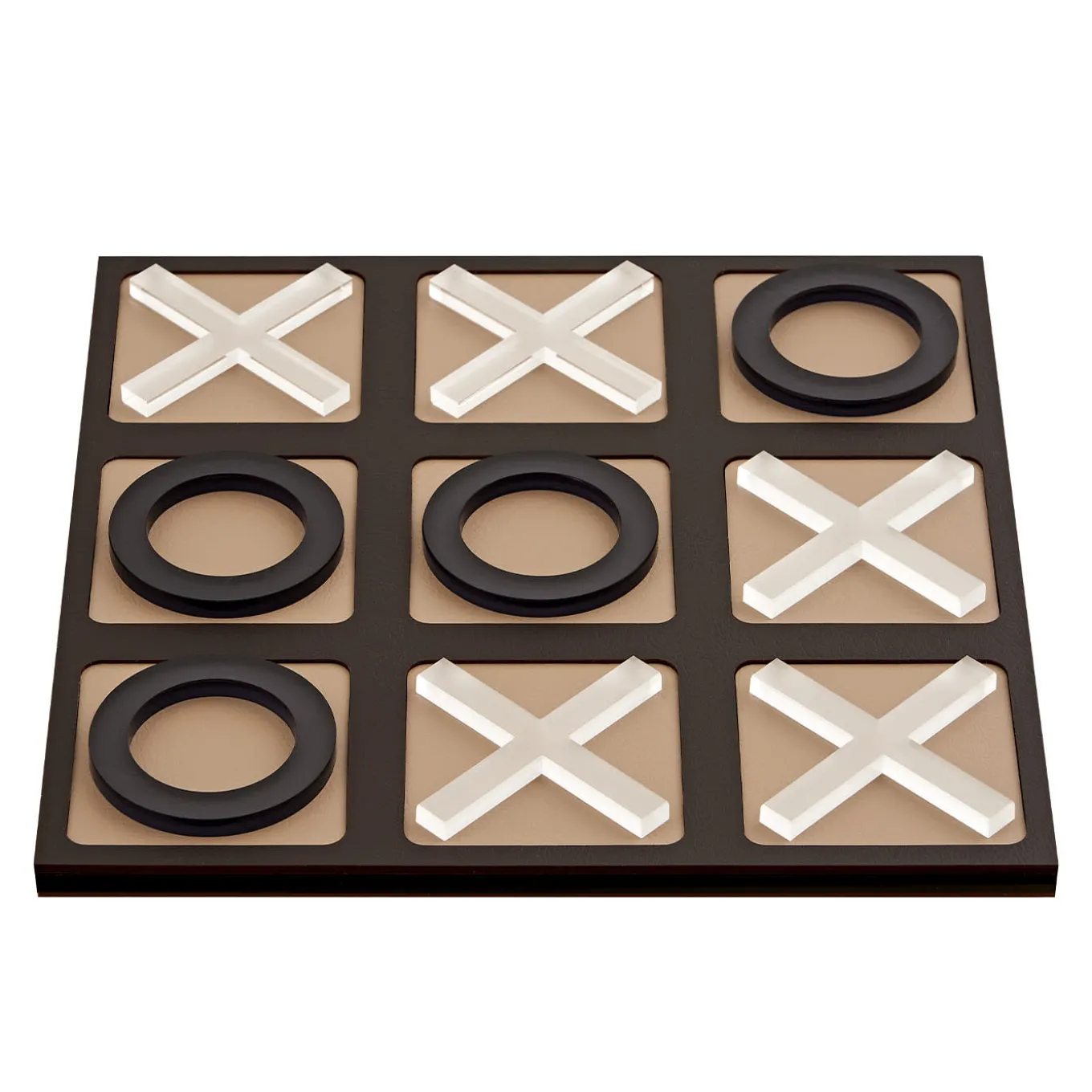 Gioco Tic Tac Toe in pelle cioccolato e cappuccino