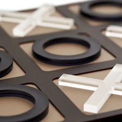 Gioco Tic Tac Toe in pelle cioccolato e cappuccino