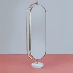 Giove calacatta marble and satin brass metal mirror