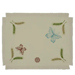 Grano Set di 2 tovagliette ricamate con frange color taupe