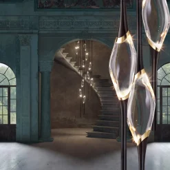 Il Pezzo 12 Cluster a 9 pendenti nero-oro