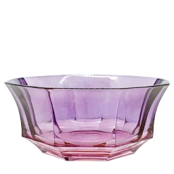Insalatiera di cristallo sfaccettato rosa-viola