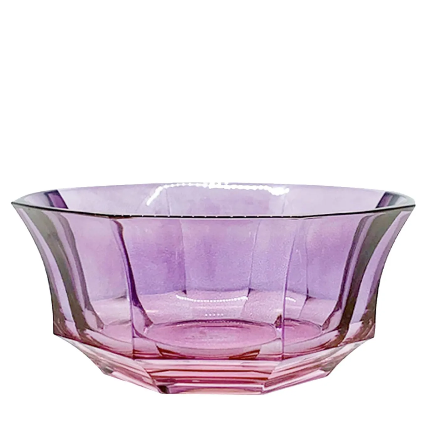 Insalatiera di cristallo sfaccettato rosa-viola