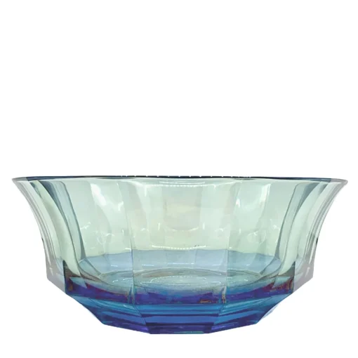 Insalatiera in cristallo sfaccettato blu-verde