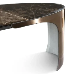 Jet Plane Scrivania in Legno Nero con Piano in Marmo Nero