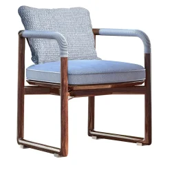 Jiselle S sedia da esterno in legno mogano blu chiaro