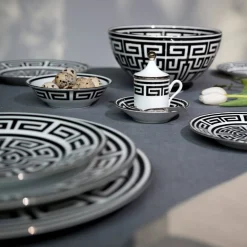 Labirinto Nero Set di 2 tazze da caffè espresso con coperchio e piattino