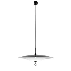 Lampada a Sospensione Astra in Metallo Nero e Avorio