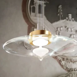 Lampada a sospensione Desideria brunita e trasparente