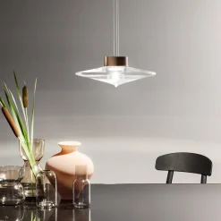 Lampada a sospensione Desideria brunita e trasparente
