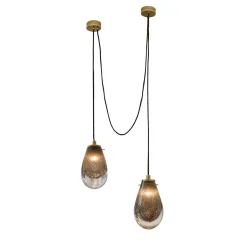 Lampada a Sospensione Duo in Vetro e Ottone Life Is A Long Song