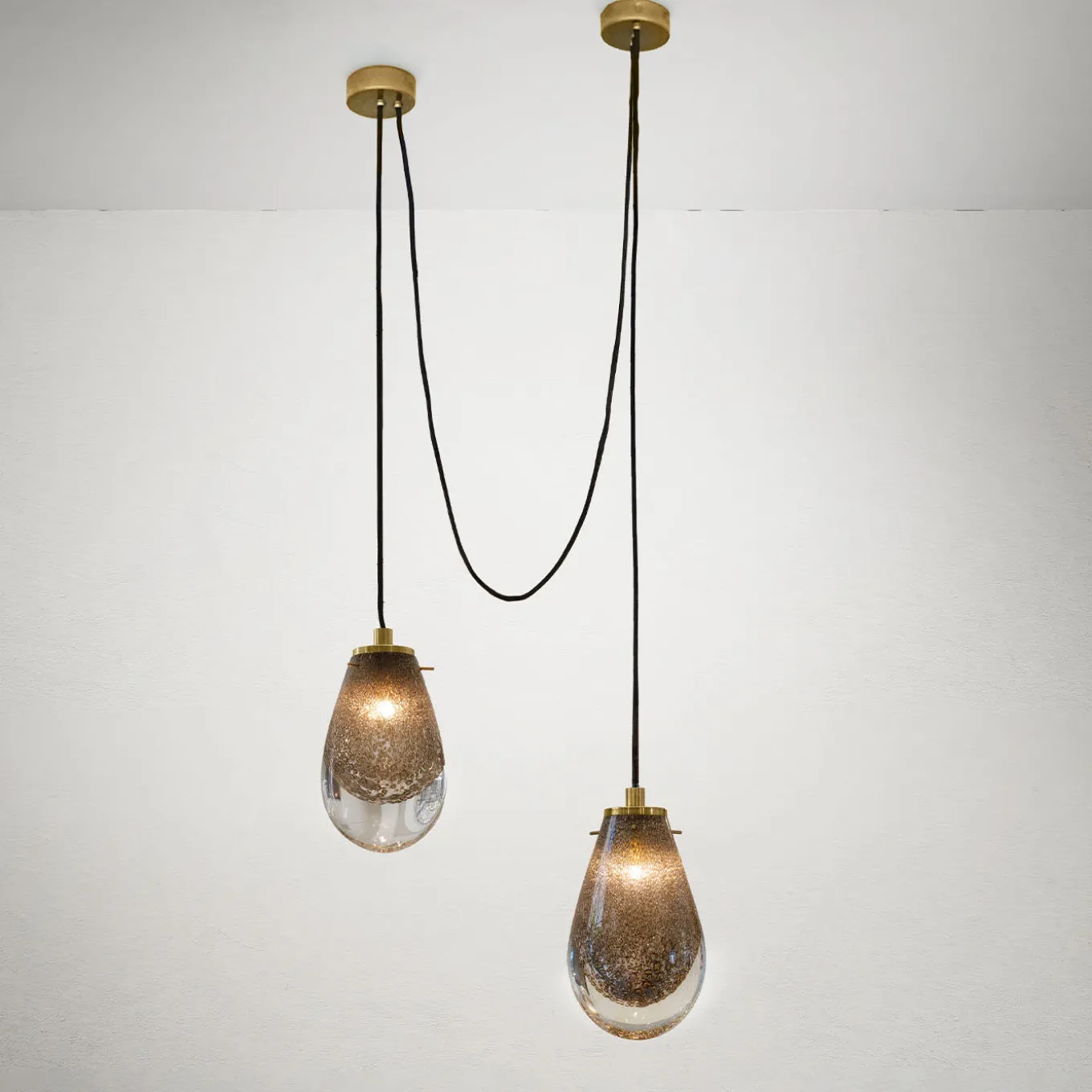 Lampada a Sospensione Duo in Vetro e Ottone Life Is A Long Song