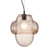 Lampada a sospensione in vetro rosa di forma circolare