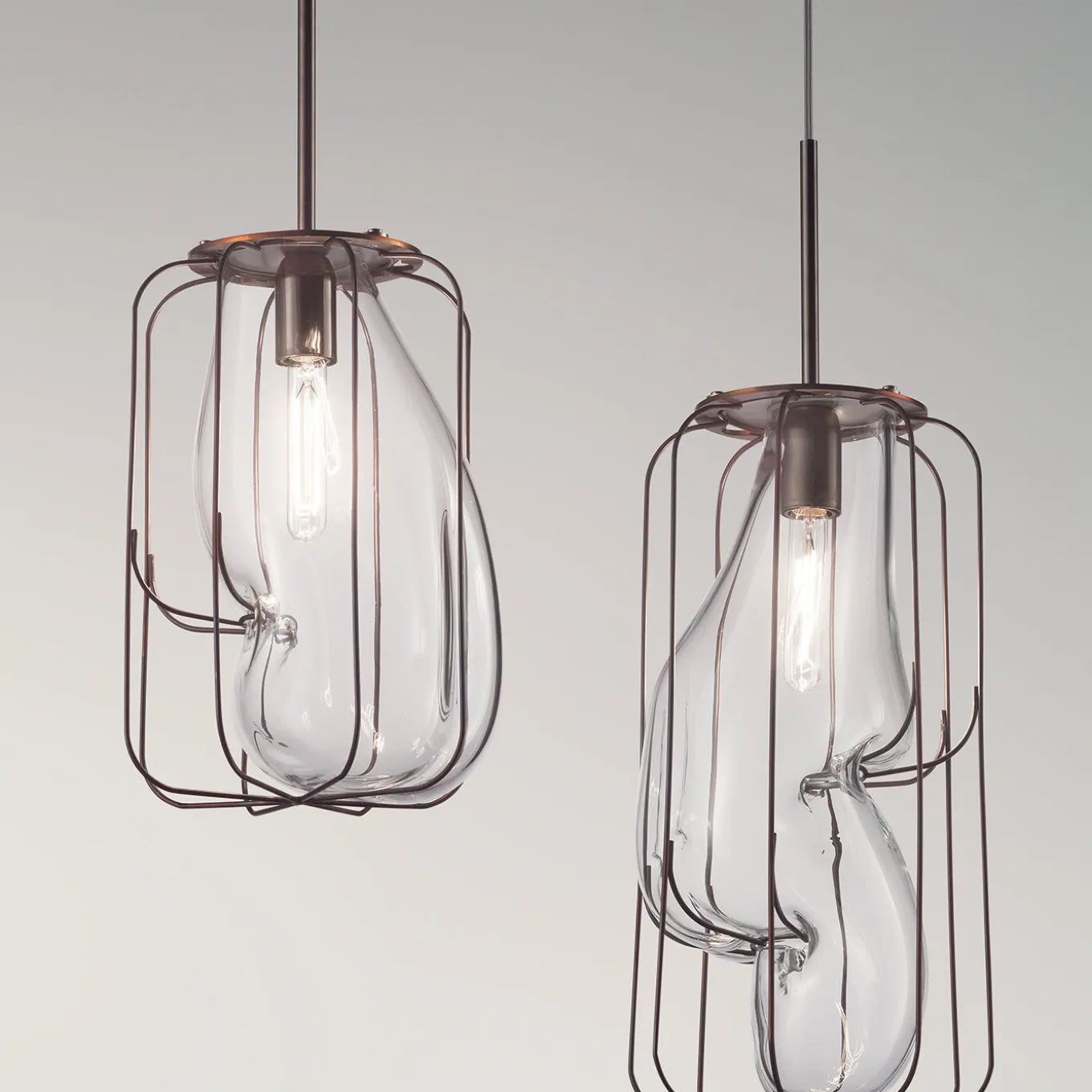 Lampada a sospensione in vetro grande Pause