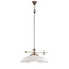Lampada a sospensione in ottone e vetro bianco