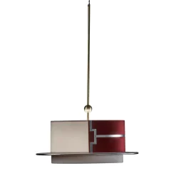 Lampada a sospensione La Paglietta Magenta e Avorio