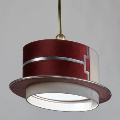 Lampada a sospensione La Paglietta Magenta e Avorio