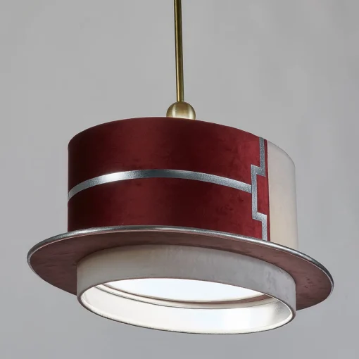 Lampada a sospensione La Paglietta Magenta e Avorio