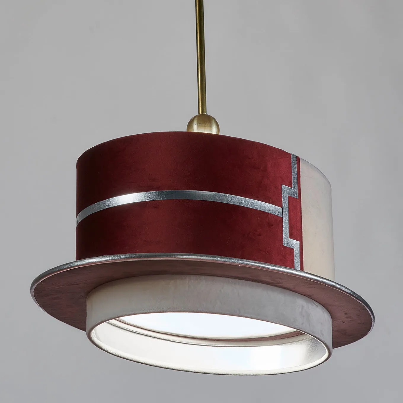 Lampada a sospensione La Paglietta Magenta e Avorio
