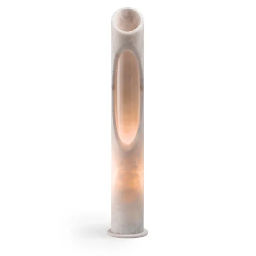 Lampada Armonia L in marmo Egeo rosa di Jacopo Simonetti