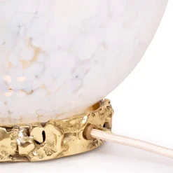 Lampada Crown in vetro di Murano bianco opalino