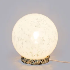 Lampada Crown in vetro di Murano bianco opalino