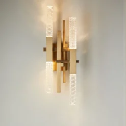 Lampada da parete a 4 luci in ottone e cristallo Mikado
