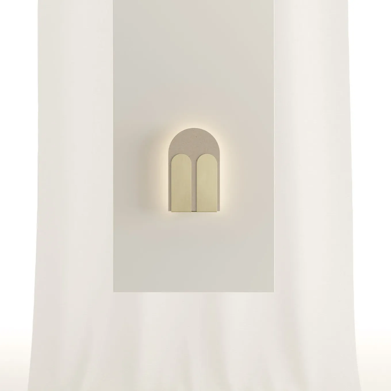 Lampada da parete Bifora Beige Lecce Limestone & Brushed Brass di Apospersano