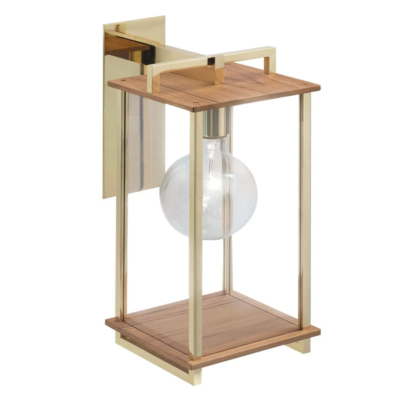 Lampada da parete Ikon in ottone e teak