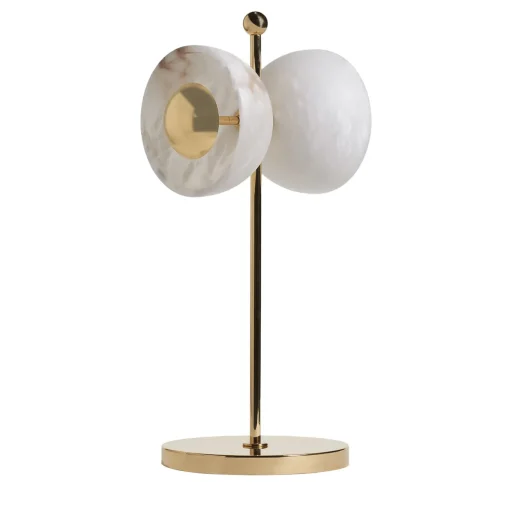 Lampada da tavolo "Butterfly" in ottone lucido e alabastro