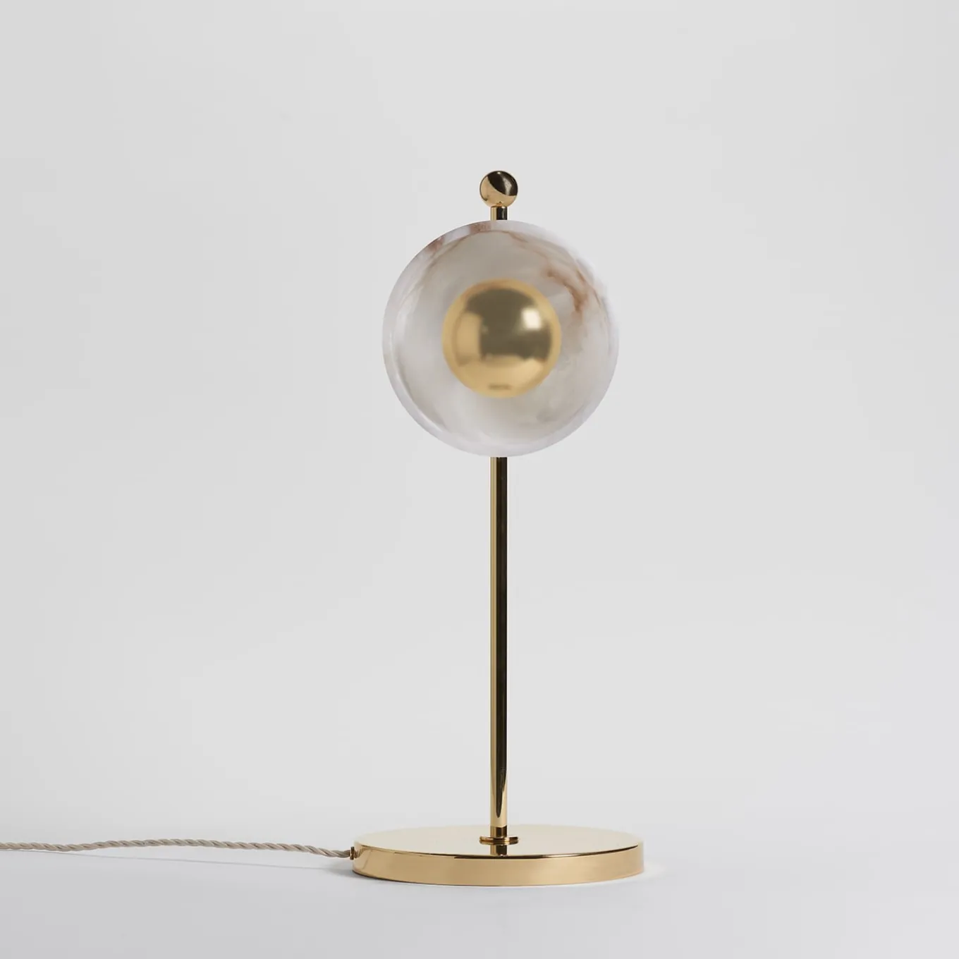 Lampada da tavolo "Butterfly" in ottone lucido e alabastro