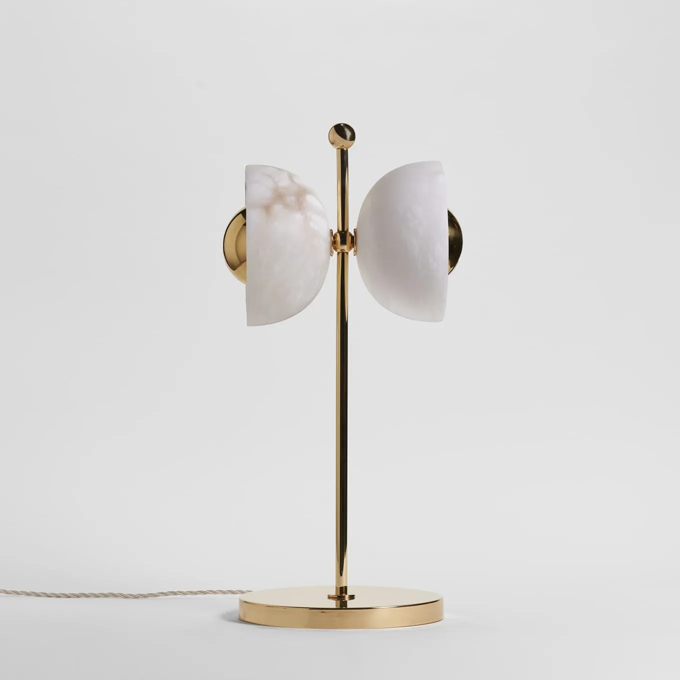 Lampada da tavolo "Butterfly" in ottone lucido e alabastro