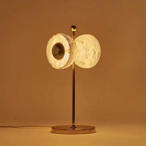 Lampada da tavolo "Butterfly" in ottone lucido e alabastro