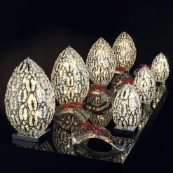 Lampada da tavolo cromata Arabesque Egg 30