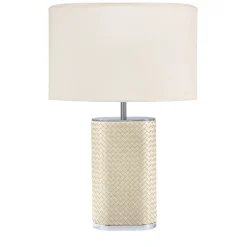 Lampada da tavolo Ebe cromata e intrecciata a mano
