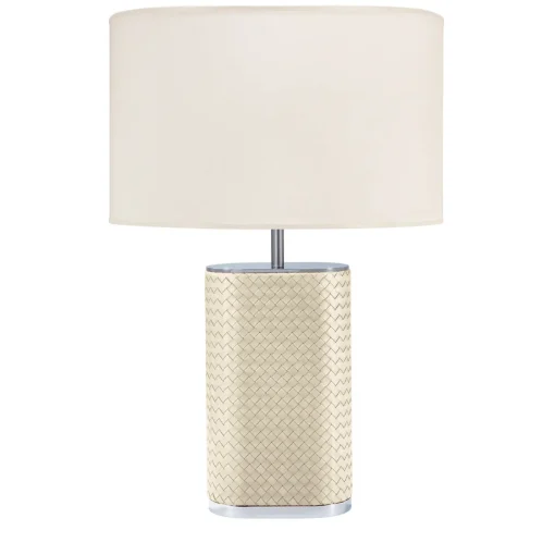 Lampada da tavolo Ebe cromata e intrecciata a mano