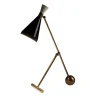 Lampada da tavolo Flipper in ottone brunito con cono nero