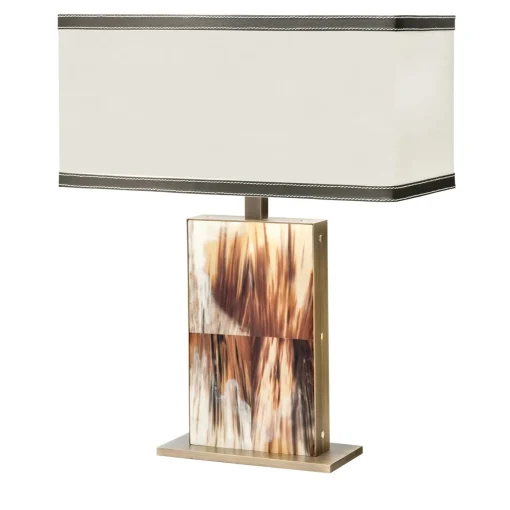 Lampada da tavolo Florian in ottone e corno di grandi dimensioni