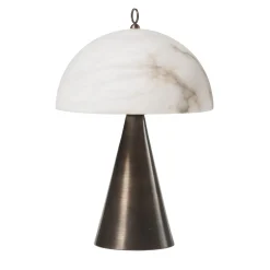 Lampada da tavolo Funghetto in bronzo spazzolato e alabastro