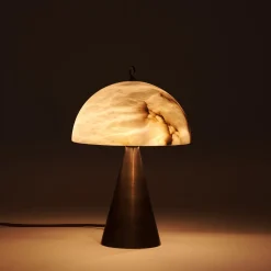 Lampada da tavolo Funghetto in bronzo spazzolato e alabastro