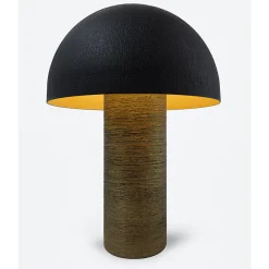 Lampada da tavolo Fungo in metallo nero e resina spazzolata bronzo