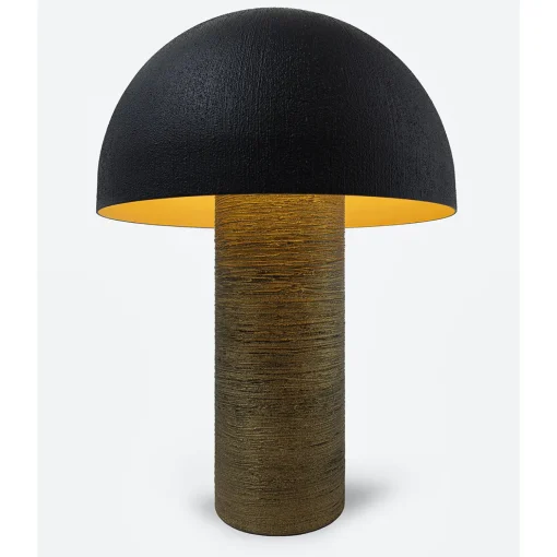 Lampada da tavolo Fungo in metallo nero e resina spazzolata bronzo